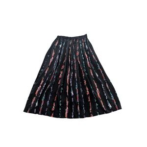 California Krush Vintage Black Abstract Print Elastic Waist Midi Skirt Medium